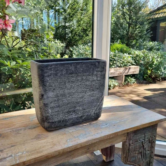 Imagine Ghiveci Dreptunghiular Kane, Gri Închis, 28x14x28 cm, Mica Decorations