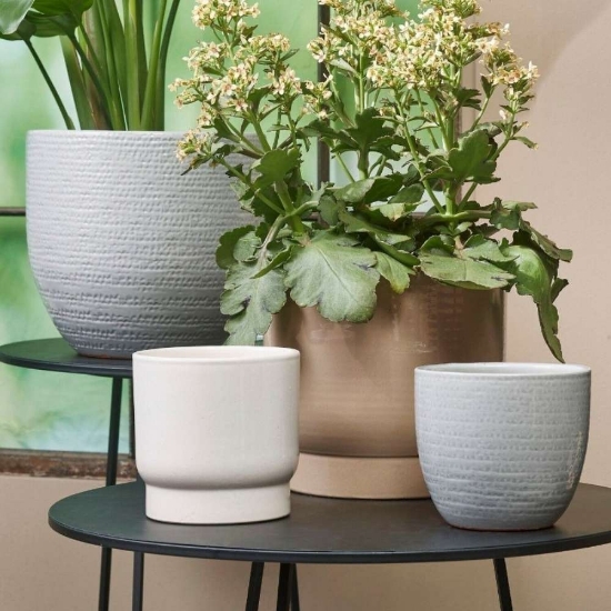 Decor raft Ghiveci rotund teracota gri-deschis Carrie