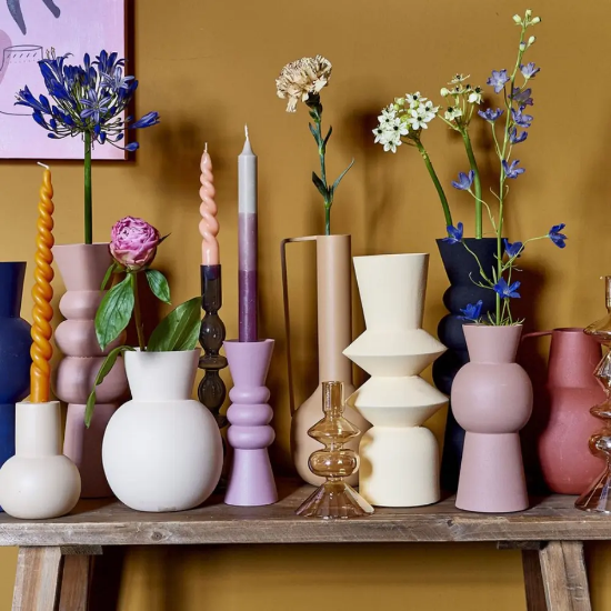 Imagine Vaza metalica moderna, alb murdar, 12x27 cm