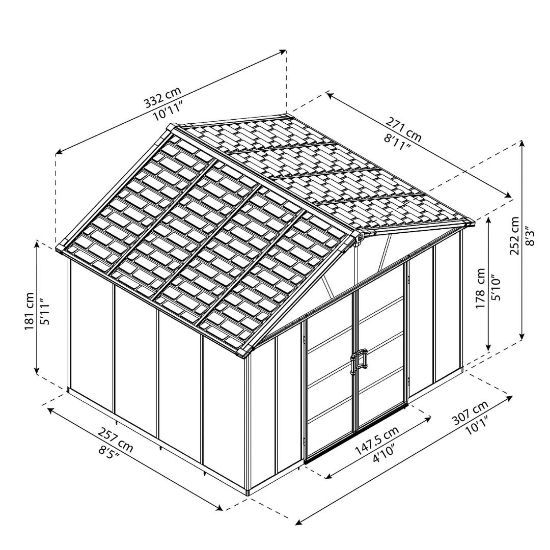 Imagine Casuta gradina  Yukon 271 × 332 × 252 cm cu podea - Canopia