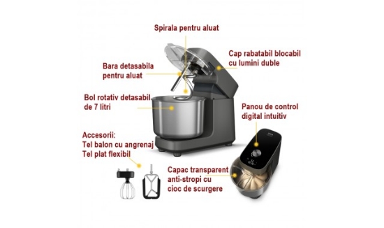 Imagine Mixer cu spirala Ooni Halo Pro - Malaxor profesional pentru pizza, alb
